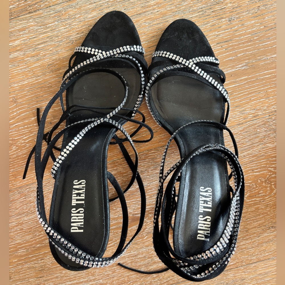 PARIS TEXAS Holly Nicole Black Diamond Lace Up Sandal - Size 41
